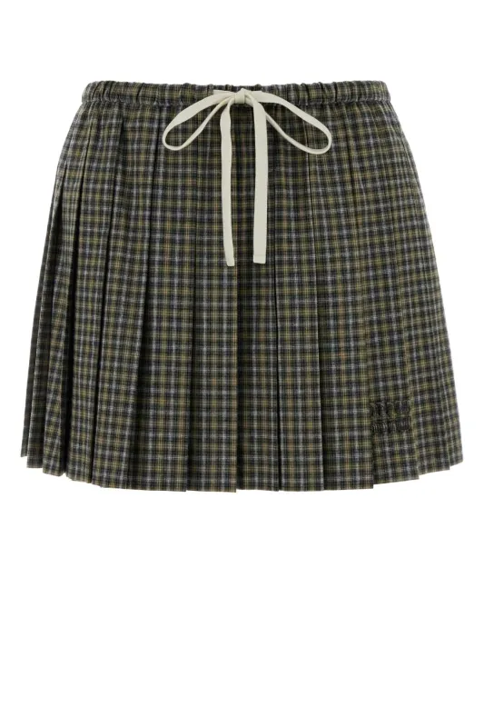 EMBROIDERED FLANNEL SKIRT made by Miu Miu