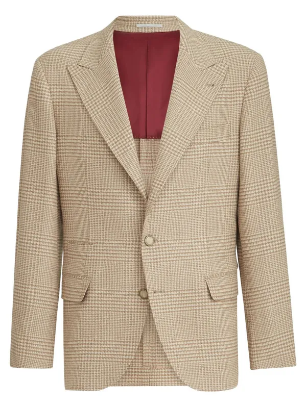 CASHMERE BLEND CHECKED SINGLE-BREASTED BLAZER made by Brunello Cucinelli