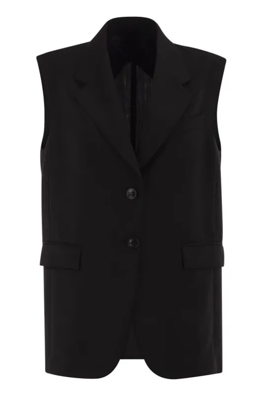 MSTQUASAR - SINGLE-BREASTED VIRGIN WOOL TAILORED WAISTCOAT made by MaxMara
