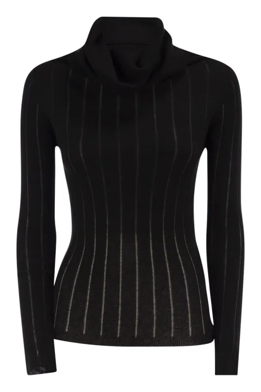 MSTBADESSE – FITTED SILK AND WOOL RIBBED TURTLENECK made by MaxMara
