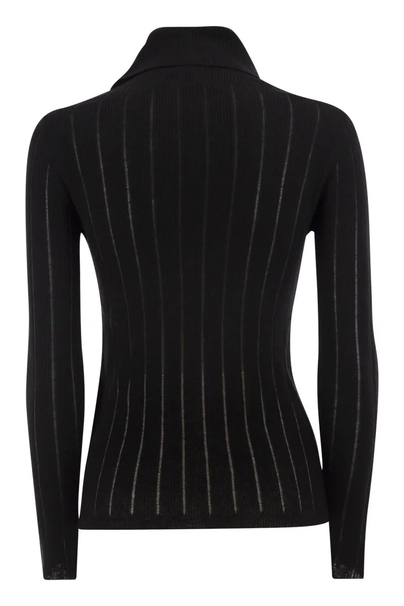 MSTBADESSE – FITTED SILK AND WOOL RIBBED TURTLENECK sold by Lord & Taylor product image thumbnail 2