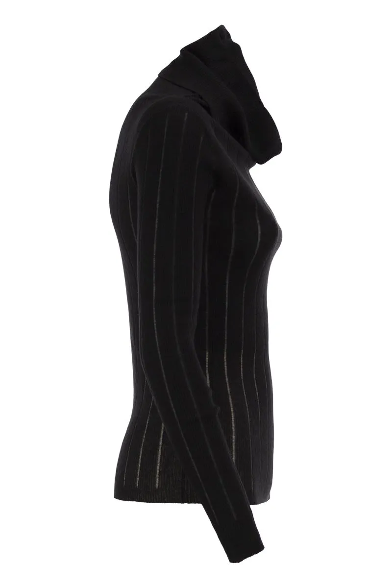 MSTBADESSE – FITTED SILK AND WOOL RIBBED TURTLENECK sold by Lord & Taylor product image thumbnail 3