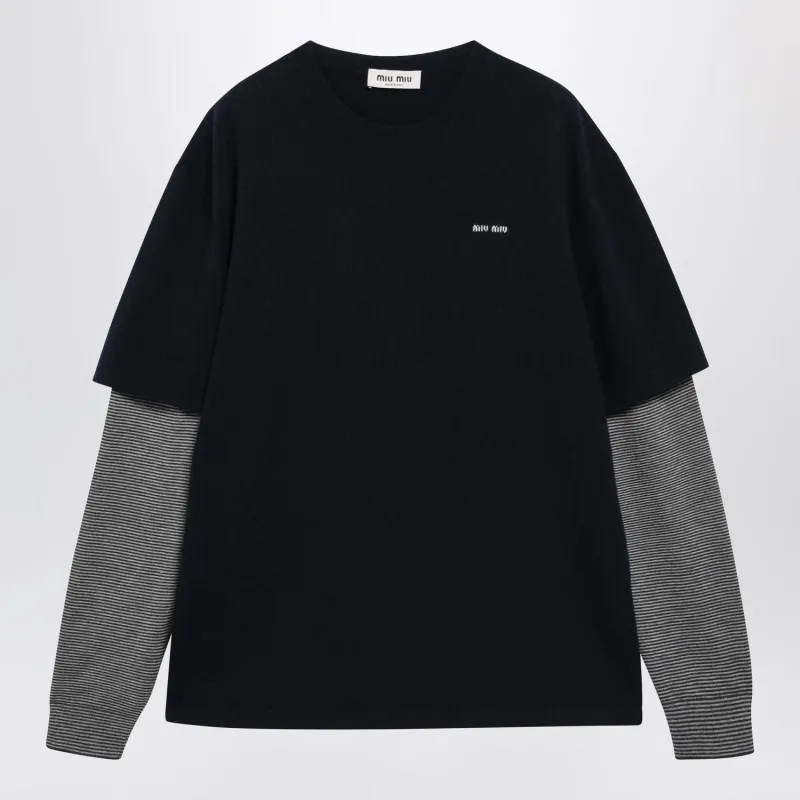 BLUE WOOL AND CASHMERE SWEATER made by Miu Miu
