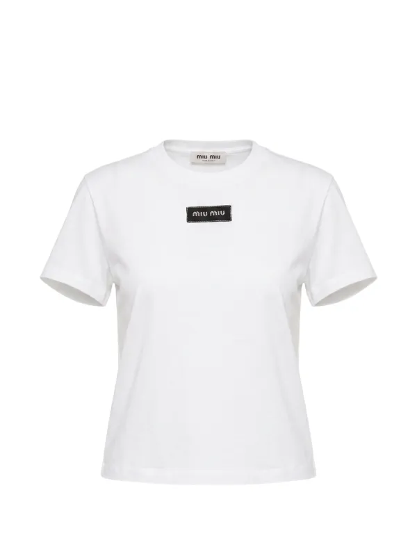 CREW-NECK LOGO-PATCH T-SHIRT made by Miu Miu