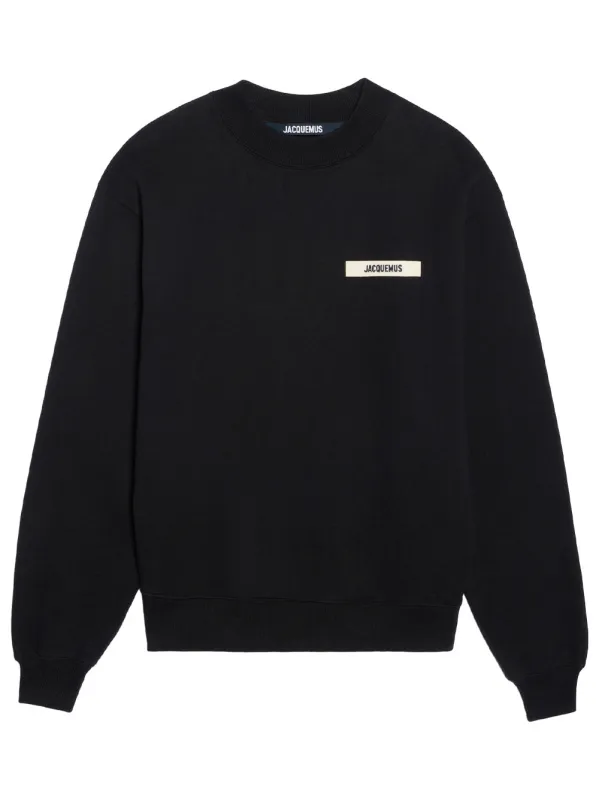 BLACK CREWNECK SWEATSHIRT WITH GROSGRAIN LOGO made by Jacquemus