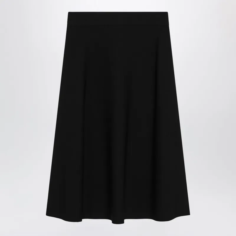FLARED MIDI SKIRT IN VISCOSE CRêPE YARN, BLACK made by MaxMara