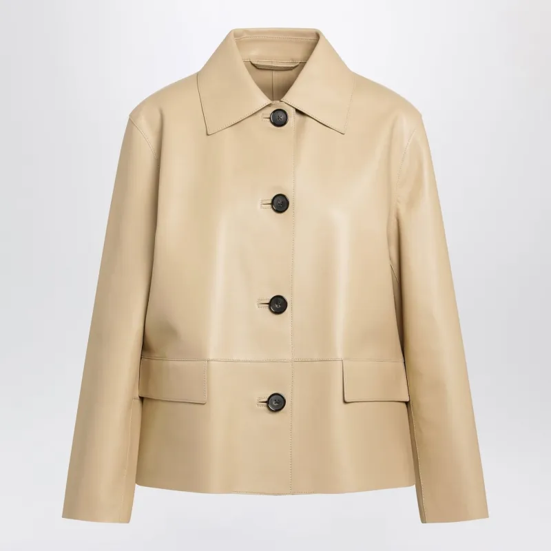 LIGHT BEIGE LAMB LEATHER JACKET made by Toteme