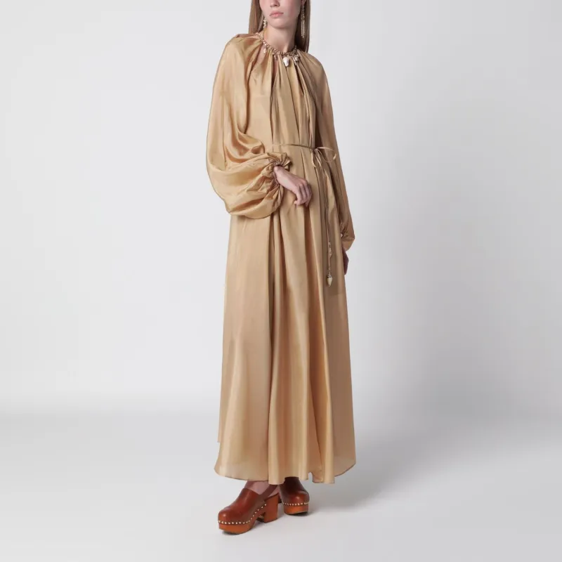 MAHON MAXI DRESS IN SILK HABOTAI CHAMPAGNE made by Zimmermann
