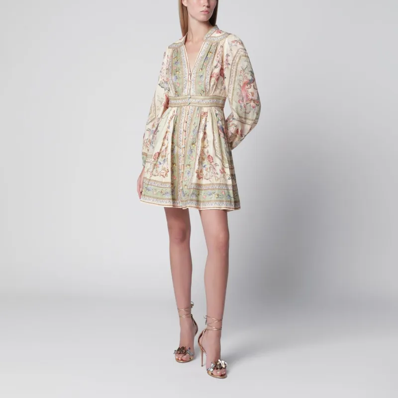 ROSELIGHT MINI DRESS IN SAGE FLORAL LINEN made by Zimmermann