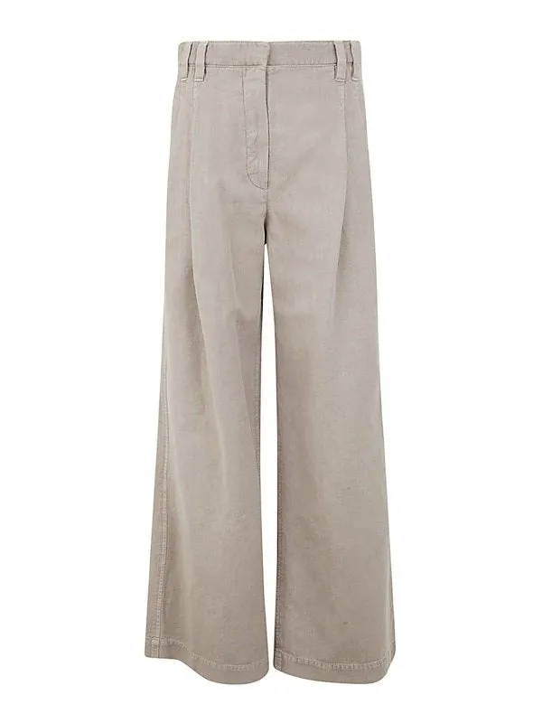 BRUNELLO CUCINELLI WOMEN'S WHEAT STALK WIDE LEG LINEN TROUSERS made by Brunello Cucinelli