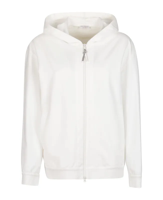 BRUNELLO CUCINELLI WOMEN'S NATURAL COTTON ZIP HOODIE made by Brunello Cucinelli