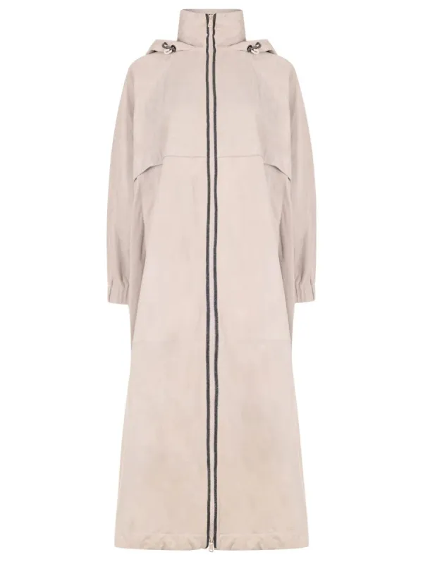 BRUNELLO CUCINELLI WOMEN'S LIGHT BEIGE LEATHER HOODED JACKET made by Brunello Cucinelli