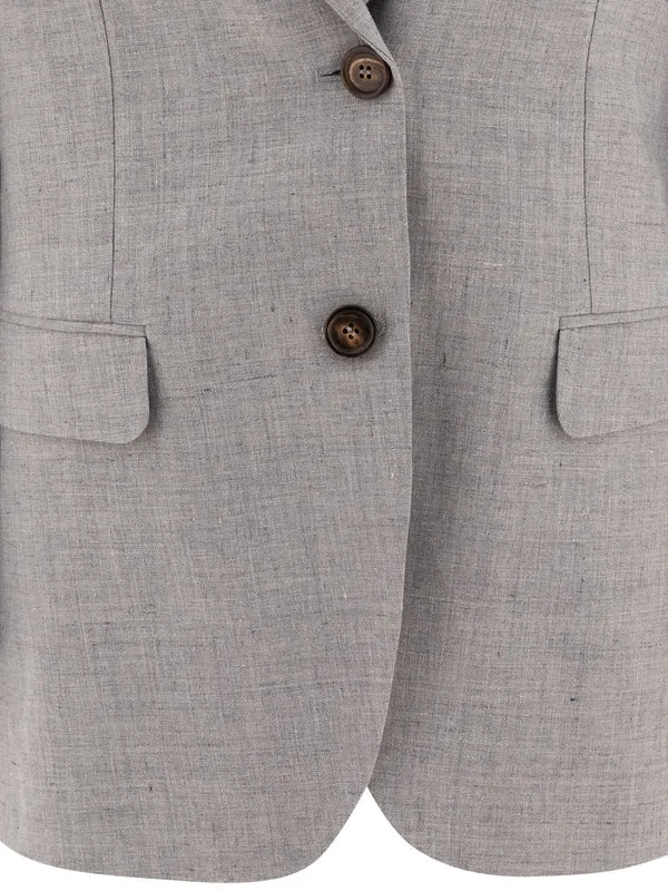 BRUNELLO CUCINELLI WOMEN'S LIGHT GREY LINEN WOOL BLAZER sold by Lord & Taylor product image thumbnail 2