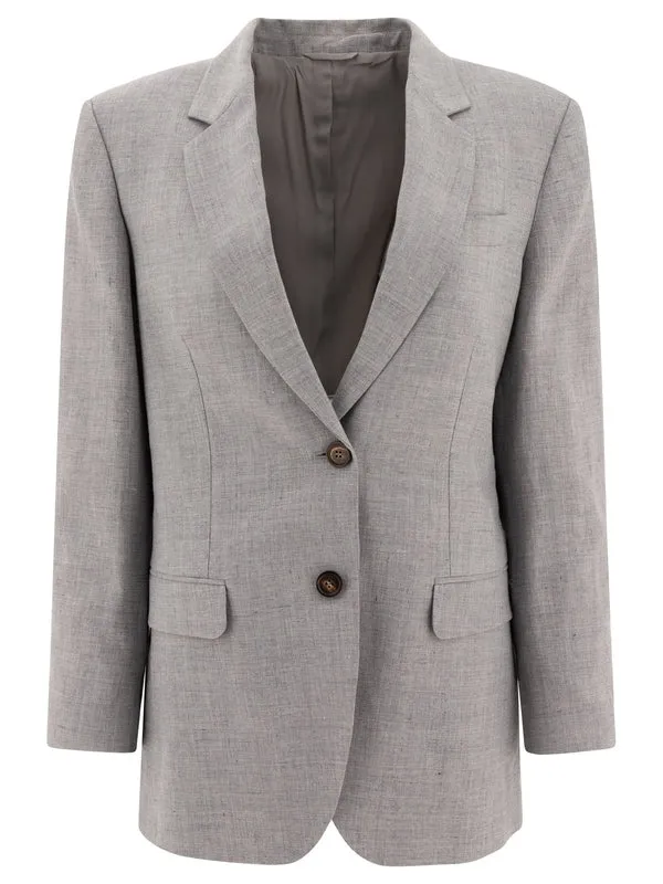 BRUNELLO CUCINELLI WOMEN'S LIGHT GREY LINEN WOOL BLAZER sold by Lord & Taylor