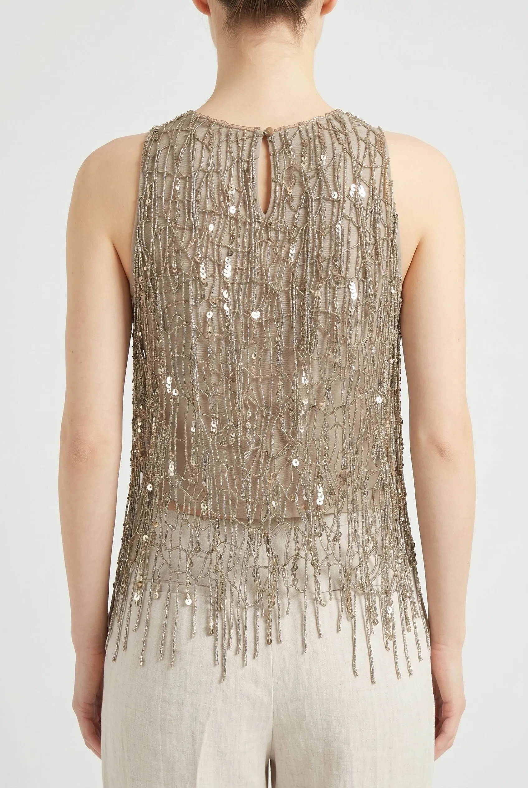 BRUNELLO CUCINELLI WOMEN'S GOLD SLEEVELESS EMBELLISHED TOP sold by Lord & Taylor product image thumbnail 2