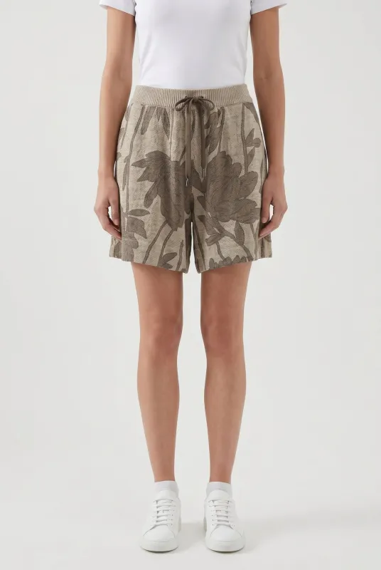 BRUNELLO CUCINELLI WOMEN'S BEIGE LINEN SILK SHORTS made by Brunello Cucinelli
