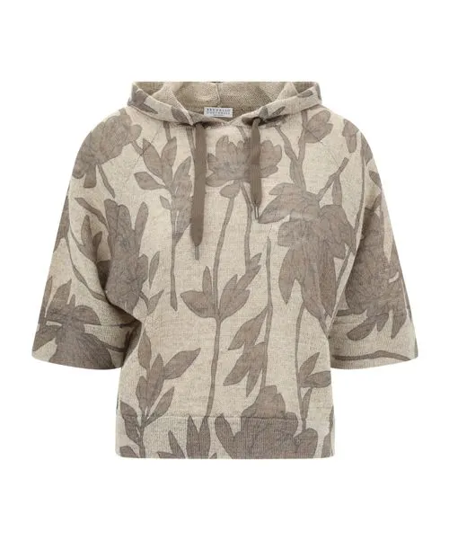 BRUNELLO CUCINELLI WOMEN'S BEIGE FLORAL LINEN SILK SWEATER sold by Lord & Taylor product image thumbnail 3