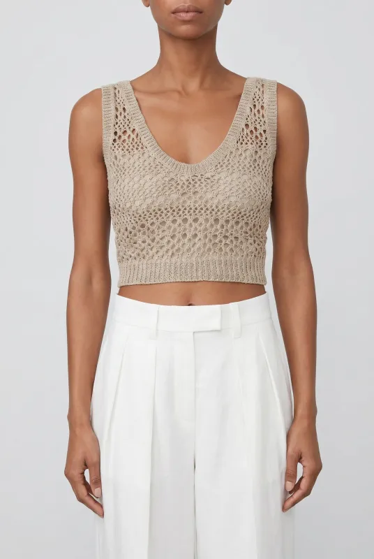 BRUNELLO CUCINELLI WOMEN'S BEIGE LINEN SILK KNIT SWEATER made by Brunello Cucinelli