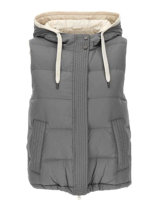 BRUNELLO CUCINELLI WOMEN'S MEDIUM GREY PADDED HOODED VEST sold by Lord & Taylor product image thumbnail 5