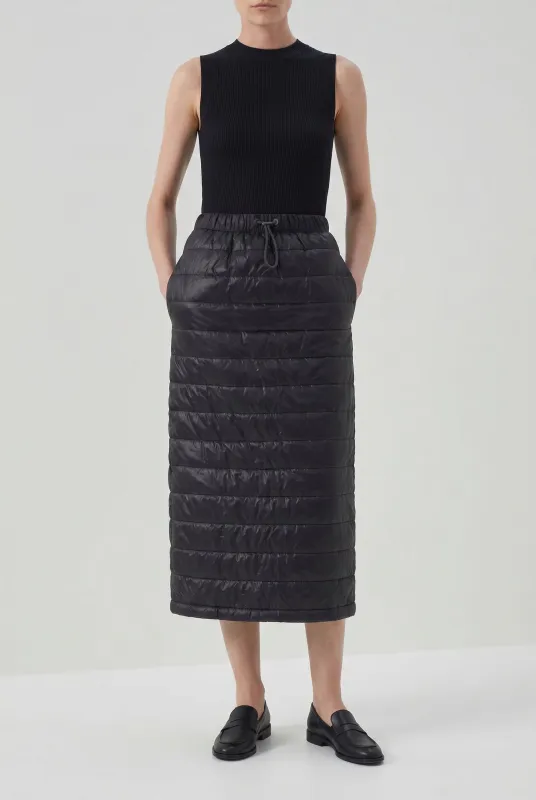 BRUNELLO CUCINELLI WOMEN'S BLACK QUILTED MIDI SKIRT made by Brunello Cucinelli