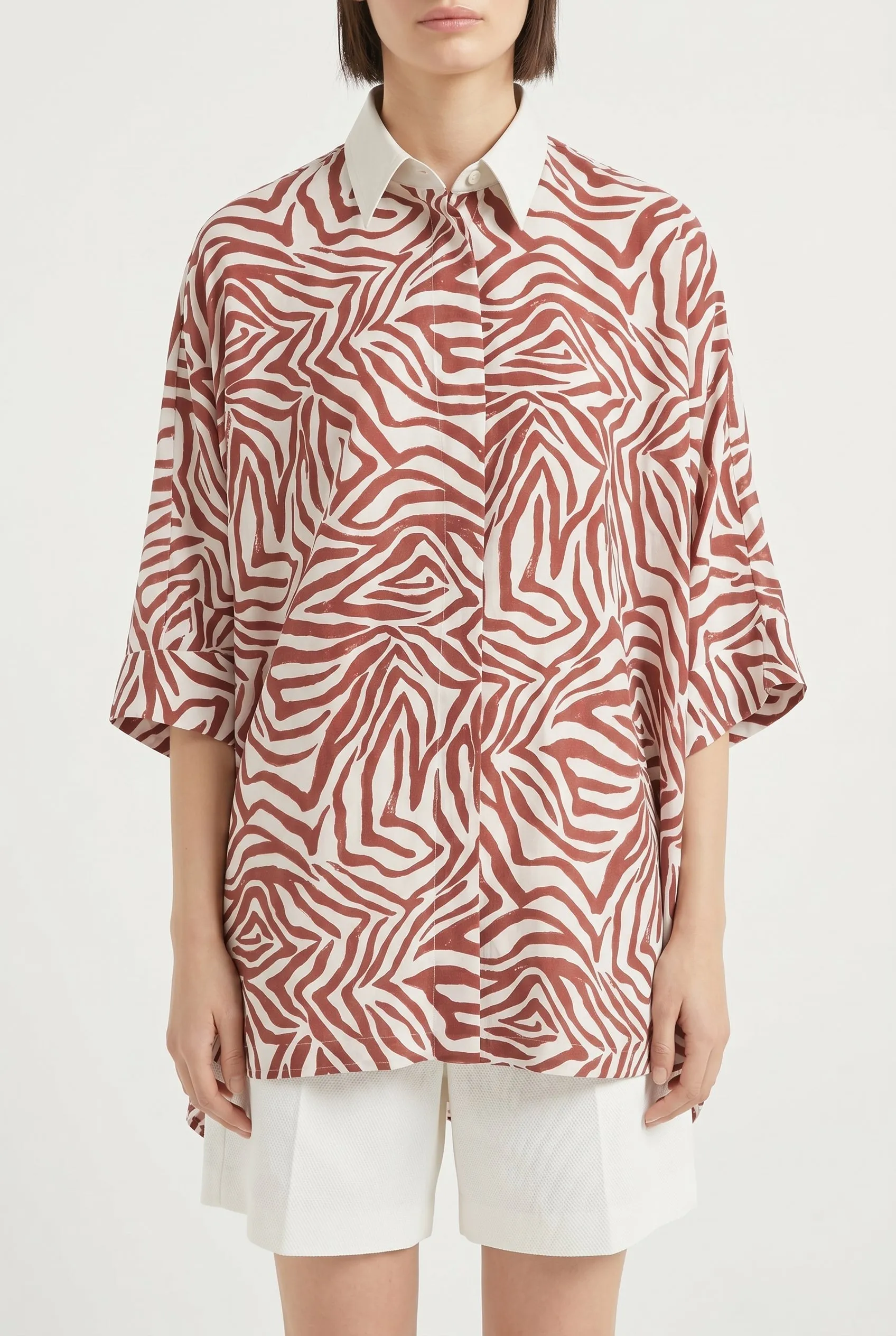 BRUNELLO CUCINELLI WOMEN'S RED SILK BLEND OVERSIZED SHIRT sold by Lord & Taylor product image thumbnail 2