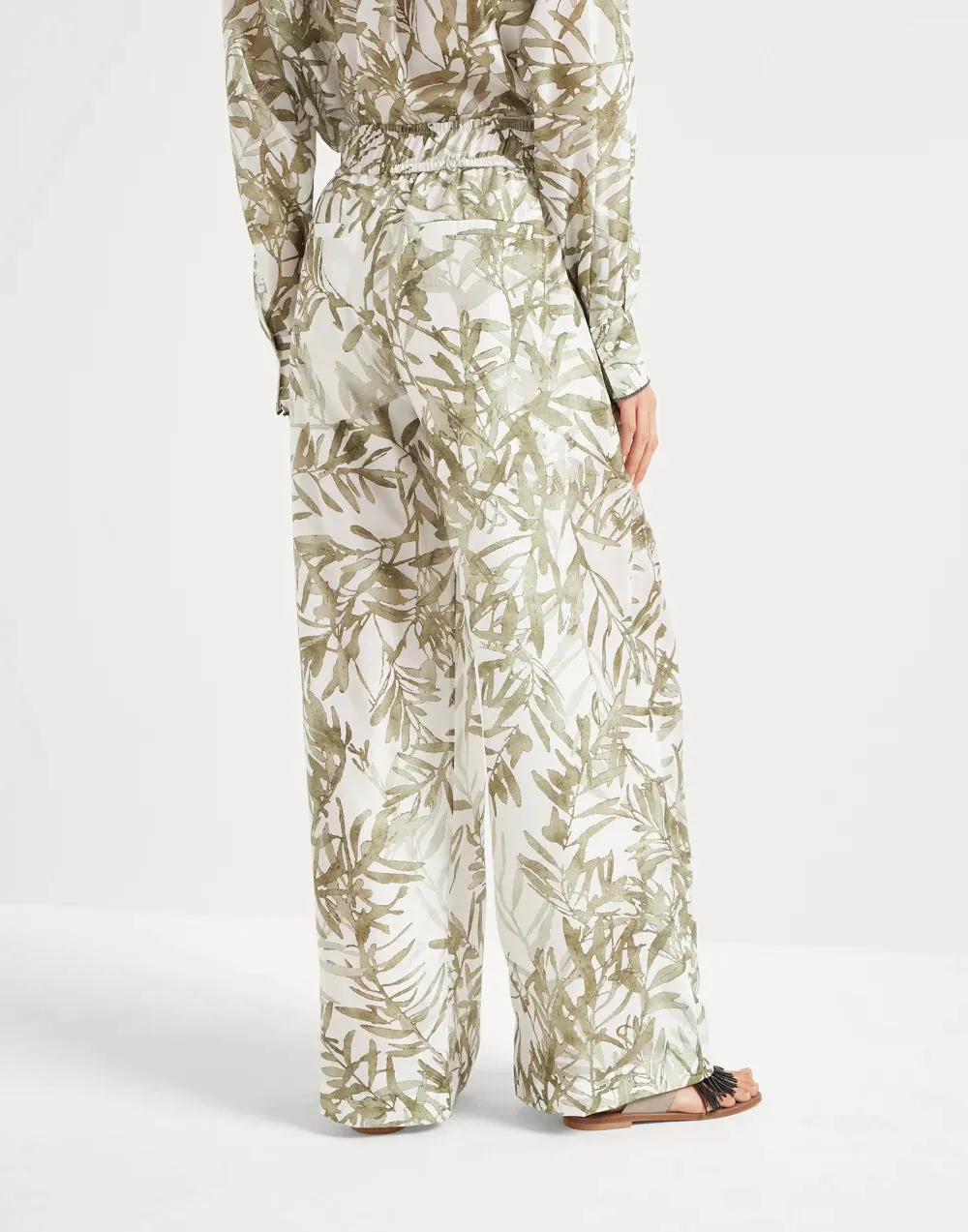 BRUNELLO CUCINELLI WOMEN'S WHITE PRINTED SILK WIDE TROUSERS sold by Lord & Taylor product image thumbnail 5