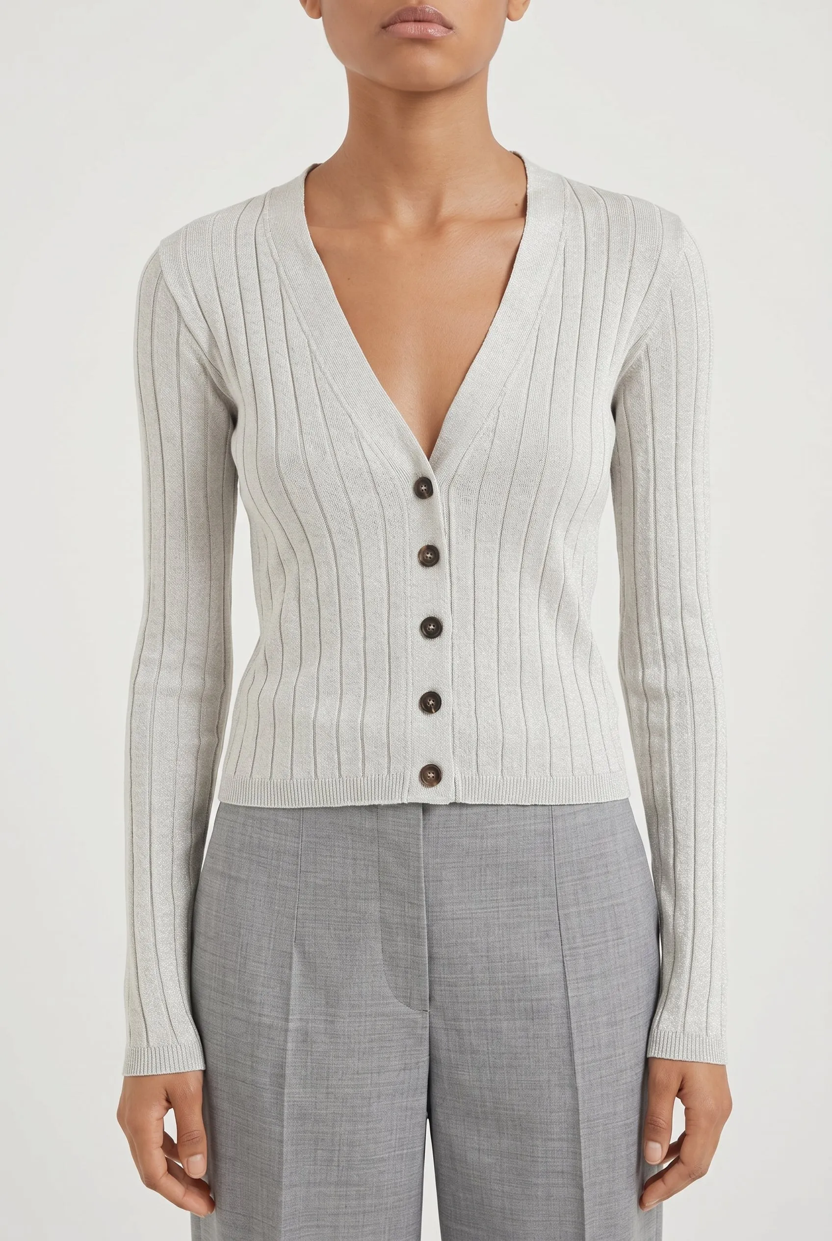 BRUNELLO CUCINELLI WOMEN'S LIGHT GREY SILK SWEATER sold by Lord & Taylor