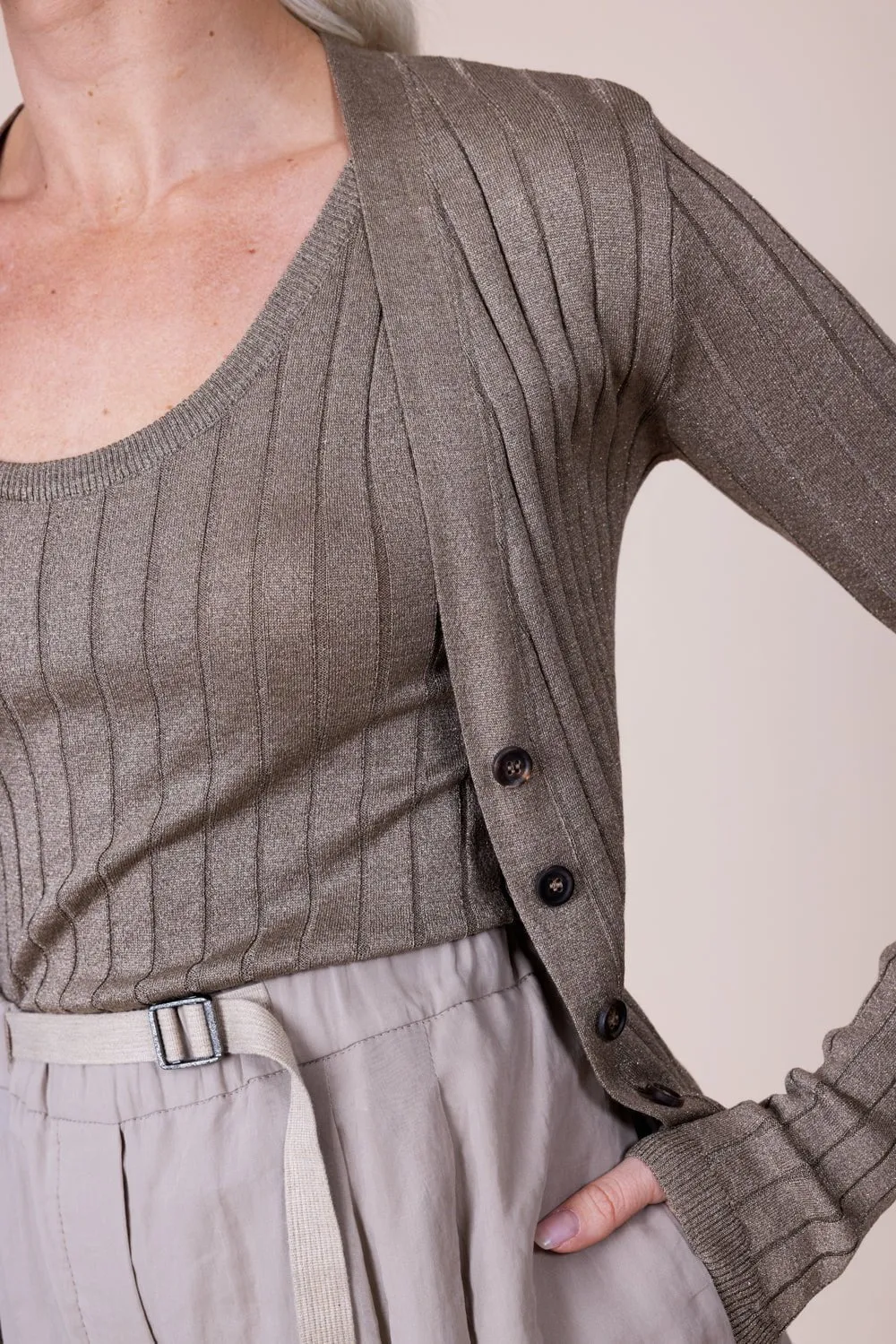 BRUNELLO CUCINELLI WOMEN'S TAUPE SILK BLEND SWEATER sold by Lord & Taylor product image thumbnail 5