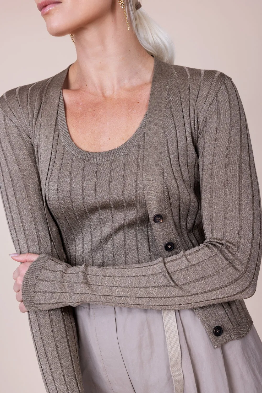 BRUNELLO CUCINELLI WOMEN'S TAUPE SILK BLEND SWEATER sold by Lord & Taylor product image thumbnail 2