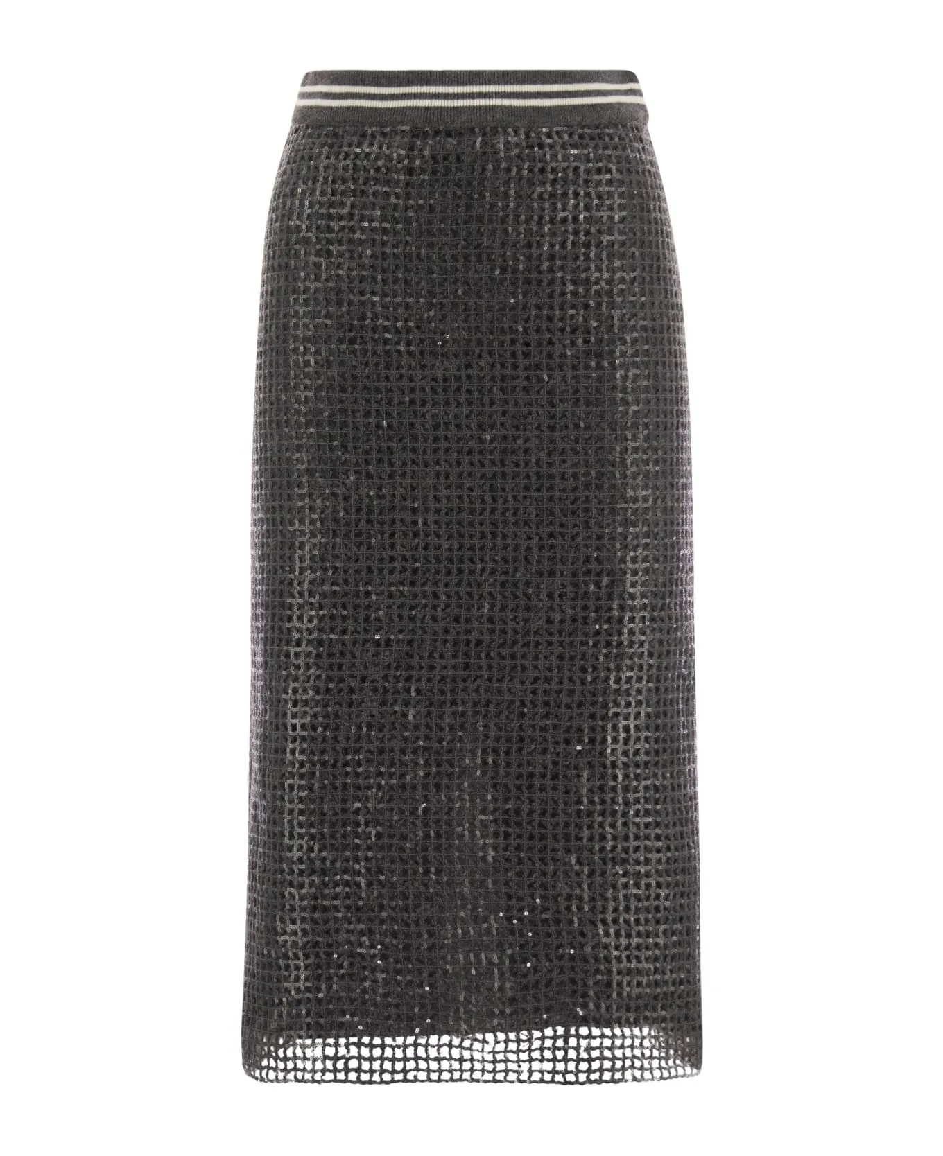 BRUNELLO CUCINELLI WOMEN'S DARK GREY TEXTURED SKIRT sold by Lord & Taylor