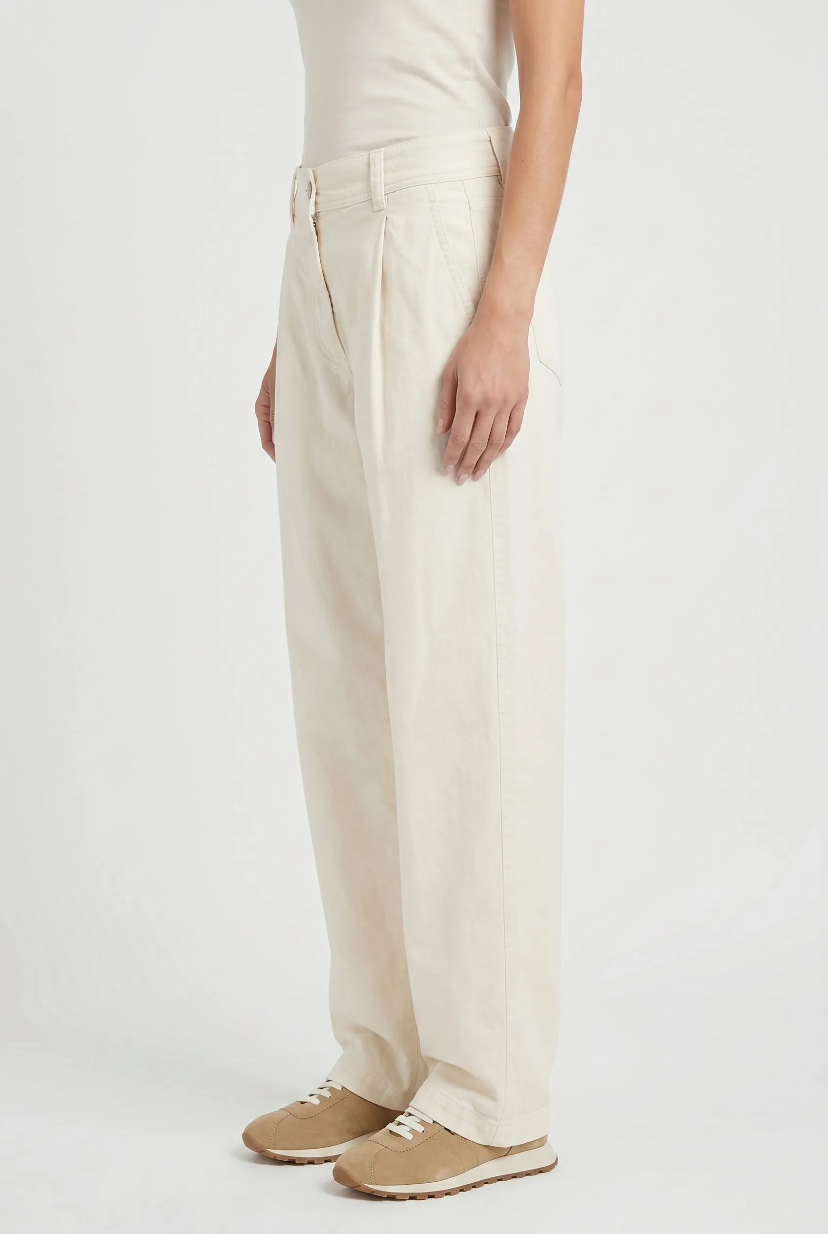 BRUNELLO CUCINELLI WOMEN'S OFF WHITE RELAXED COTTON TROUSERS sold by Lord & Taylor product image thumbnail 2