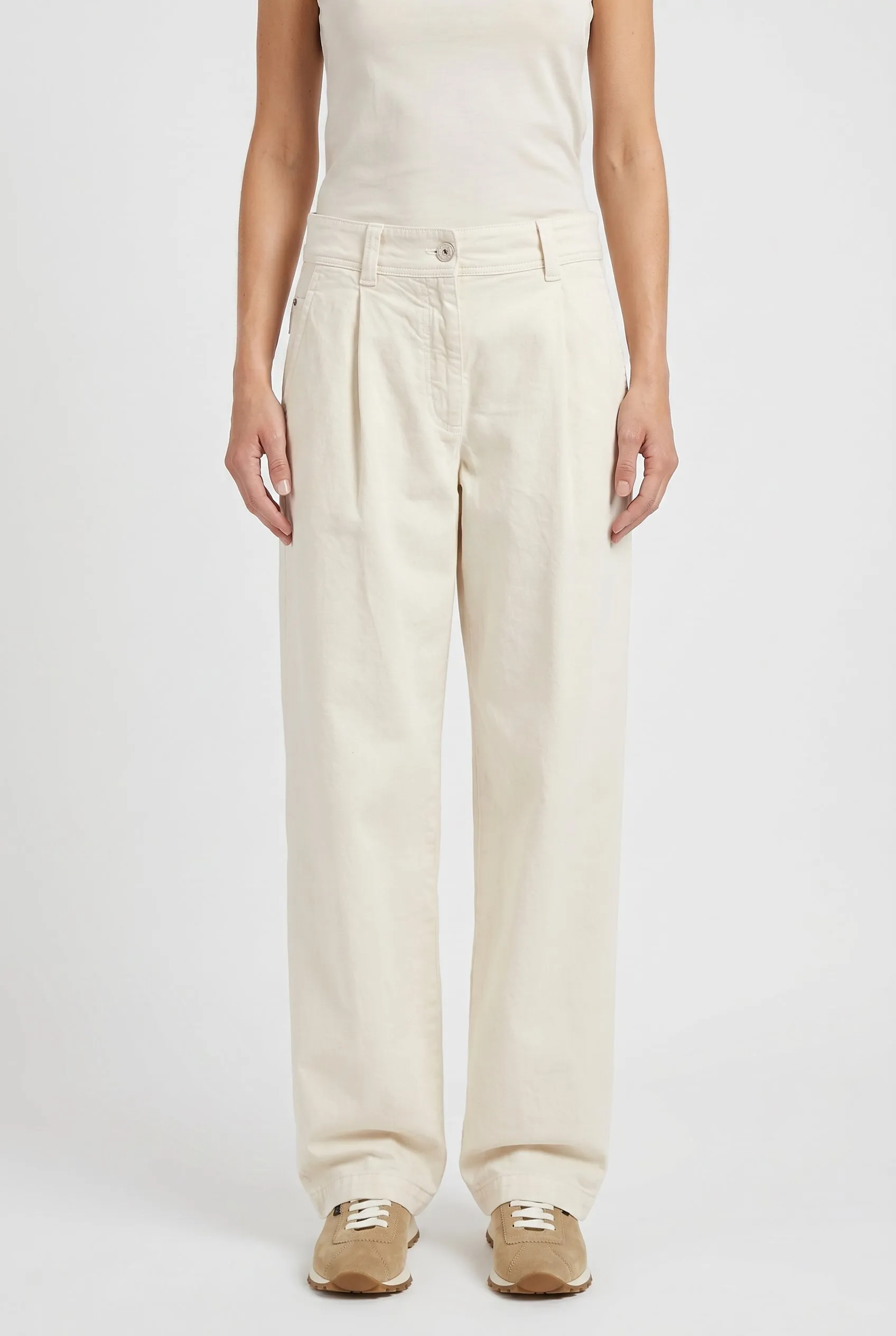 BRUNELLO CUCINELLI WOMEN'S OFF WHITE RELAXED COTTON TROUSERS sold by Lord & Taylor product image thumbnail 5