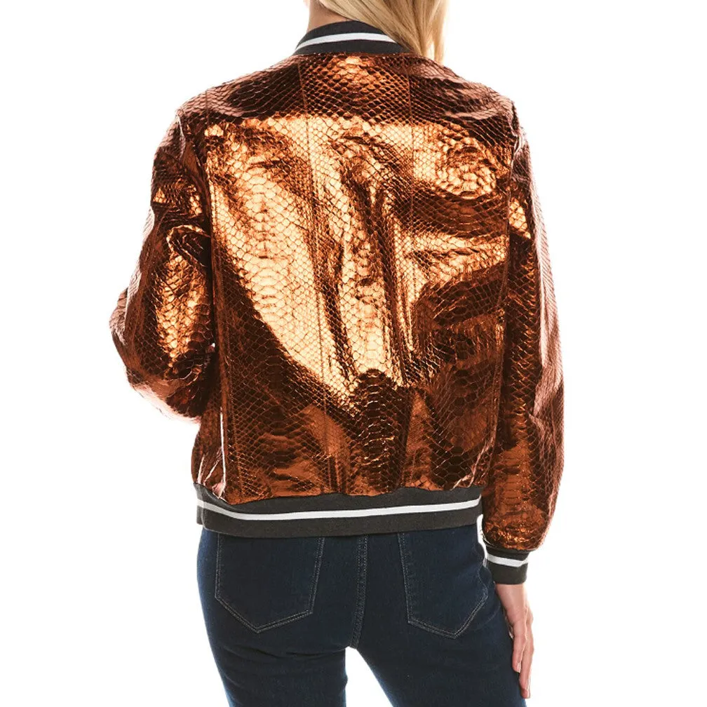 BRUNELLO CUCINELLI WOMEN'S COPPER LEATHER BOMBER JACKET sold by Lord & Taylor product image thumbnail 2