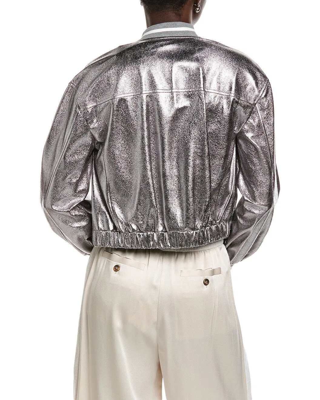 BRUNELLO CUCINELLI WOMEN'S METALLIC SILVER BOMBER JACKET sold by Lord & Taylor product image thumbnail 2