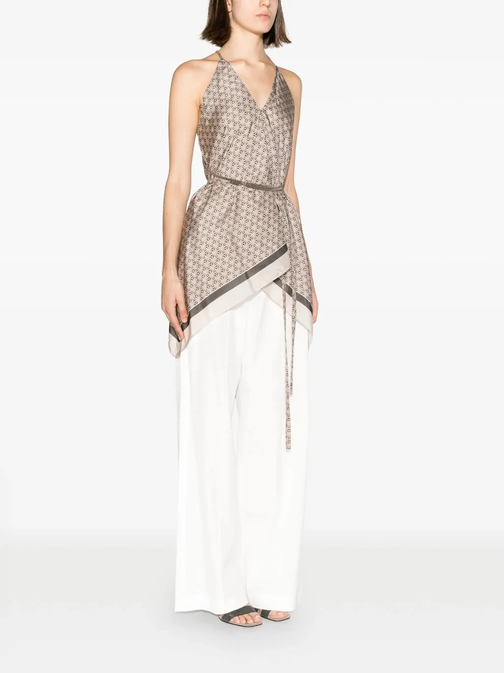 BRUNELLO CUCINELLI WOMEN'S BEIGE PATTERNED SILK CAMISOLE TOP sold by Lord & Taylor product image thumbnail 3