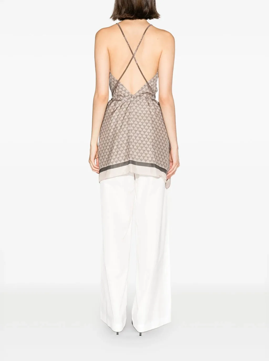BRUNELLO CUCINELLI WOMEN'S BEIGE PATTERNED SILK CAMISOLE TOP sold by Lord & Taylor product image thumbnail 4