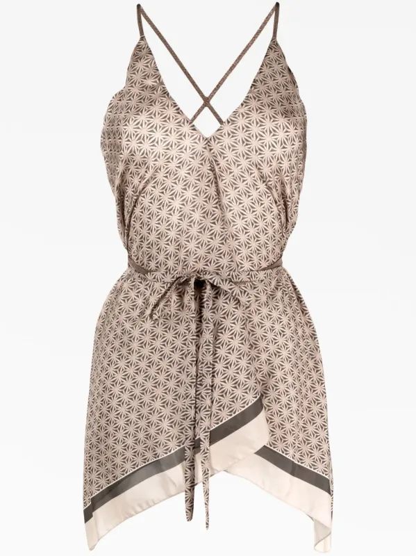 BRUNELLO CUCINELLI WOMEN'S BEIGE PATTERNED SILK CAMISOLE TOP made by Brunello Cucinelli