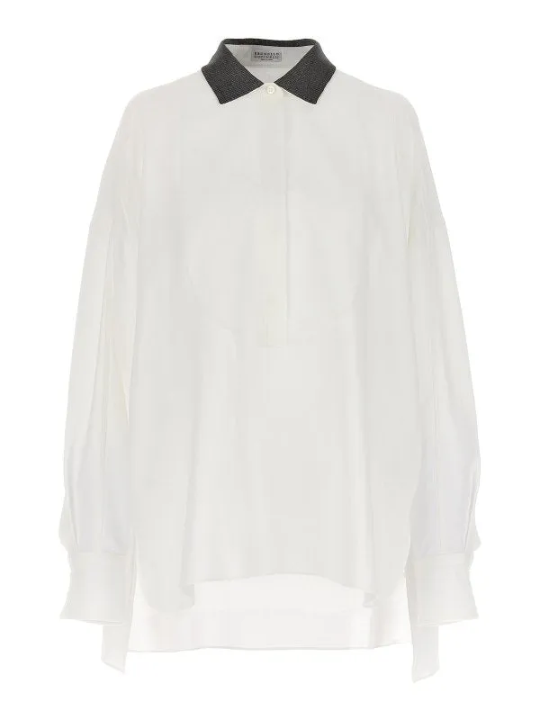 BRUNELLO CUCINELLI WOMEN'S WHITE OVERSIZED COTTON SHIRT made by Brunello Cucinelli