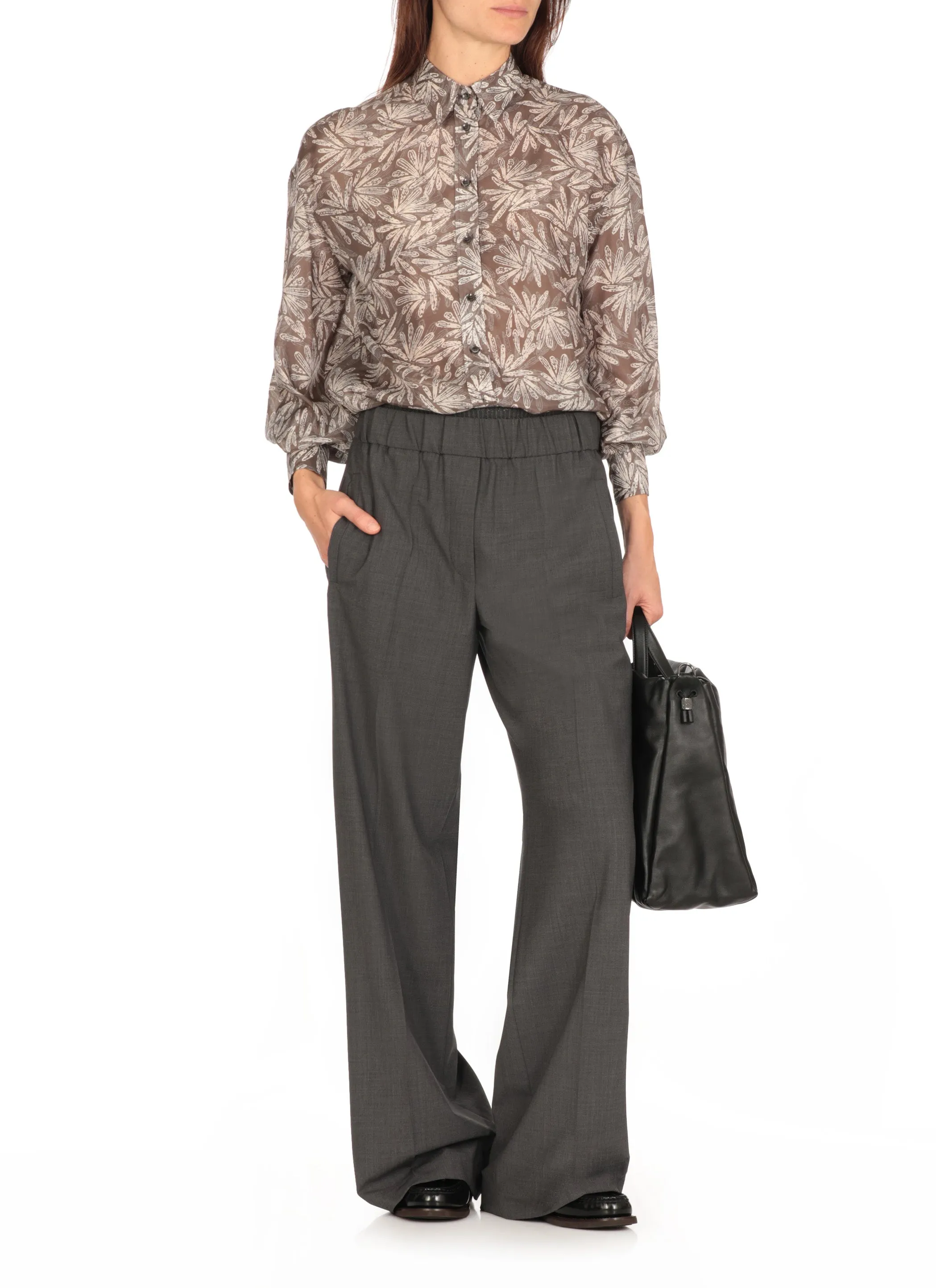 BRUNELLO CUCINELLI WOMEN'S BROWN SILK PATTERNED SHIRT sold by Lord & Taylor product image thumbnail 2