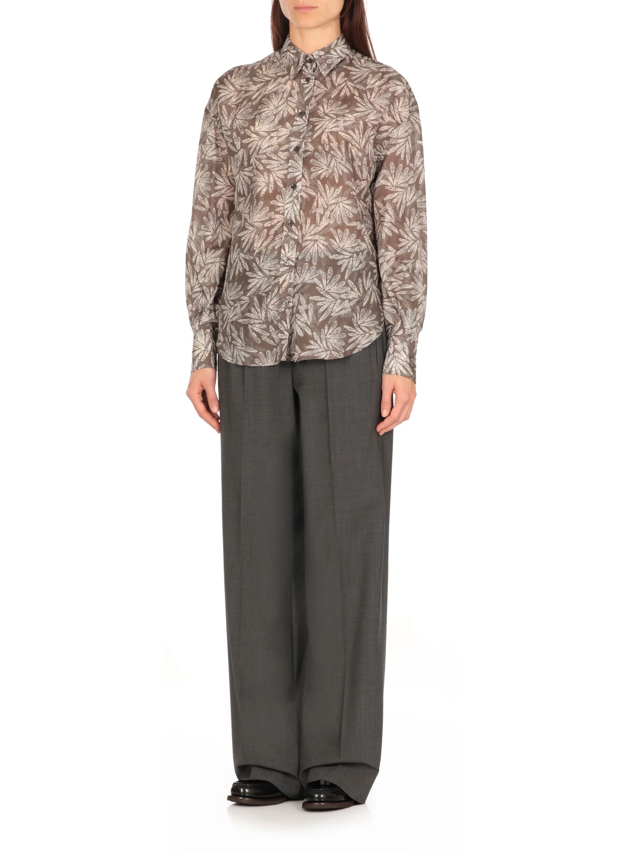 BRUNELLO CUCINELLI WOMEN'S BROWN SILK PATTERNED SHIRT sold by Lord & Taylor product image thumbnail 3