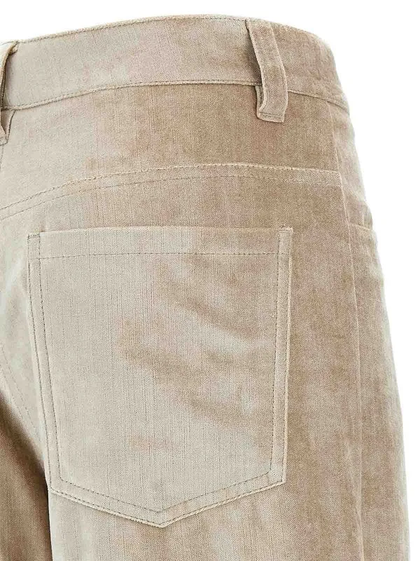 BRUNELLO CUCINELLI WOMEN'S BEIGE WIDE LEG TROUSERS made by Brunello Cucinelli
