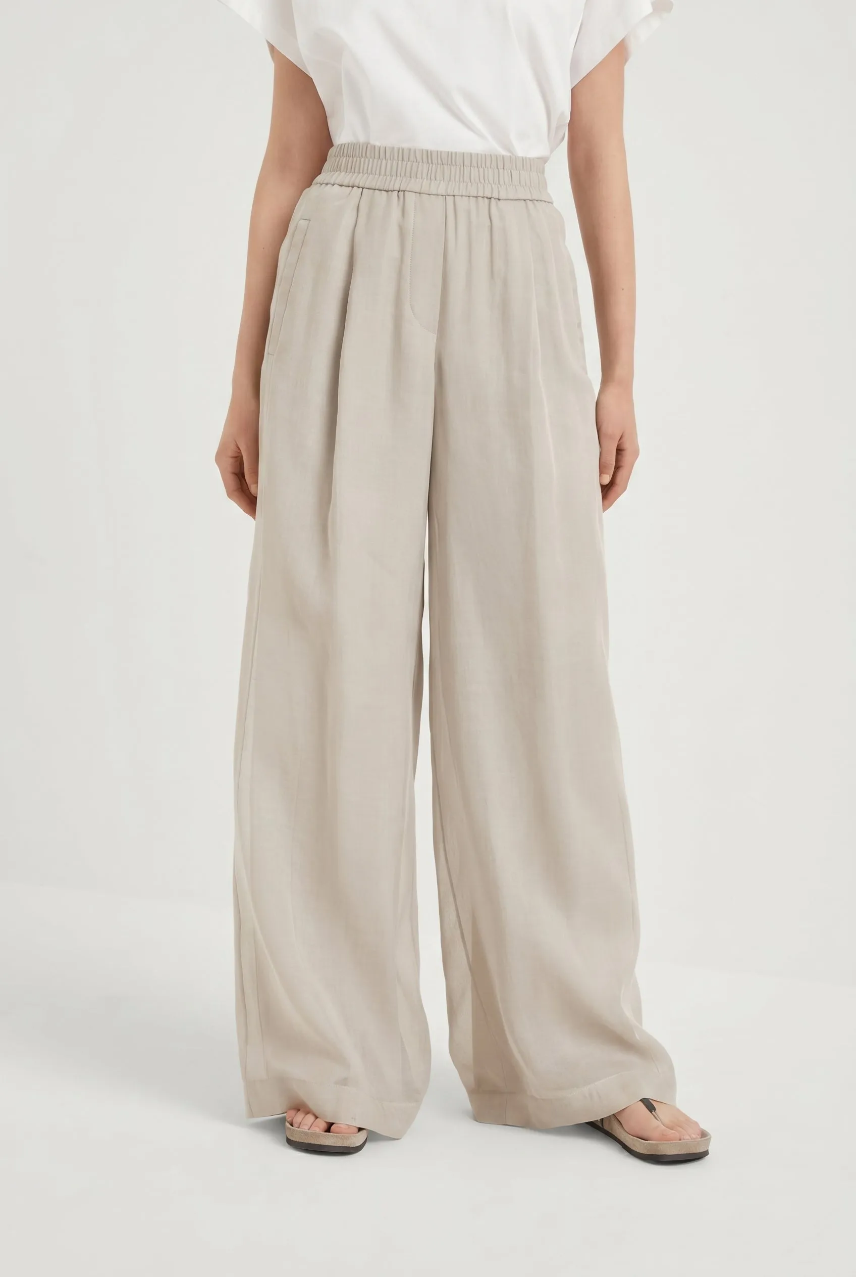 BRUNELLO CUCINELLI WOMEN'S LIGHT BEIGE WIDE TROUSERS sold by Lord & Taylor product image thumbnail 3