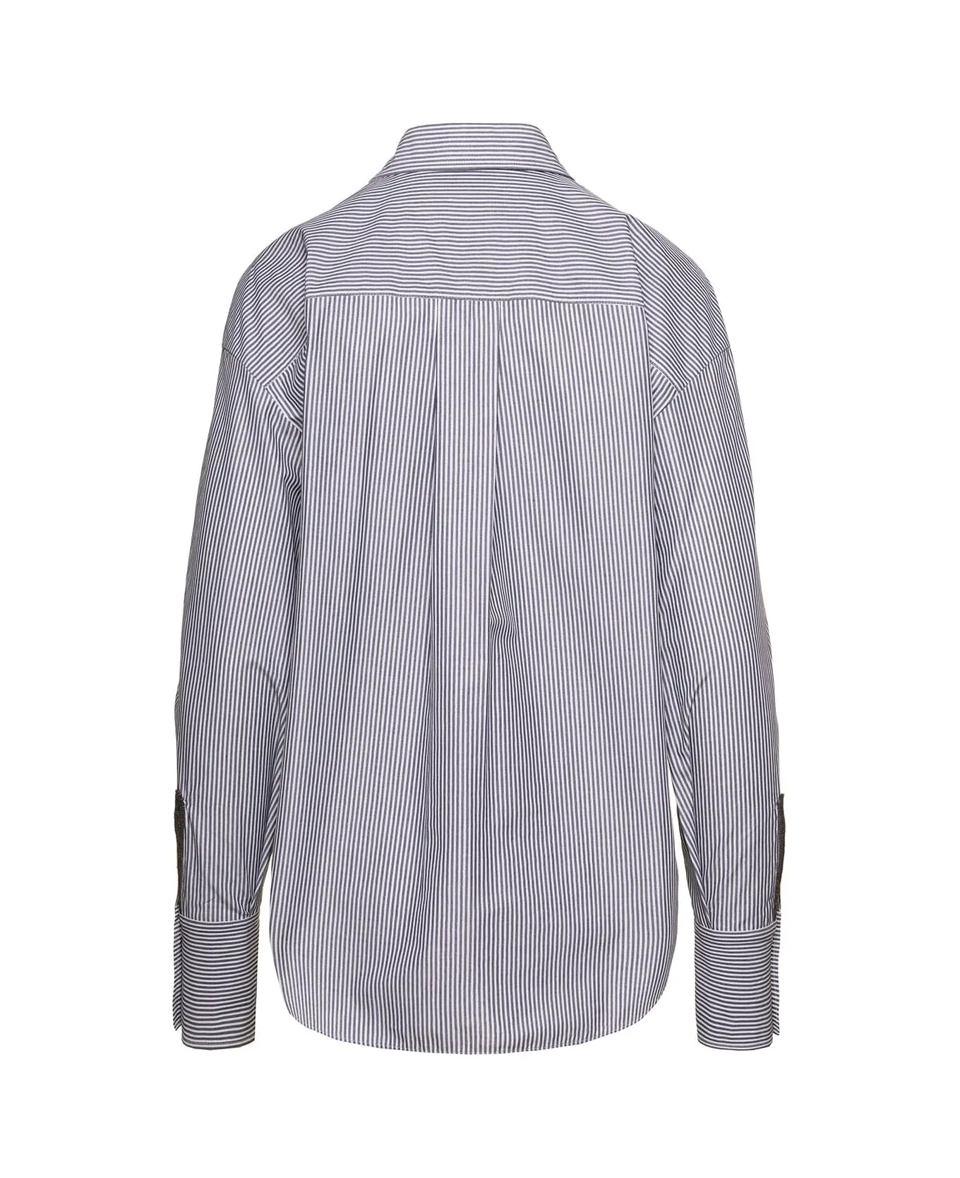 BRUNELLO CUCINELLI WOMEN'S WHITE BLUE STRIPED BUTTON-UP SHIRT sold by Lord & Taylor product image thumbnail 4