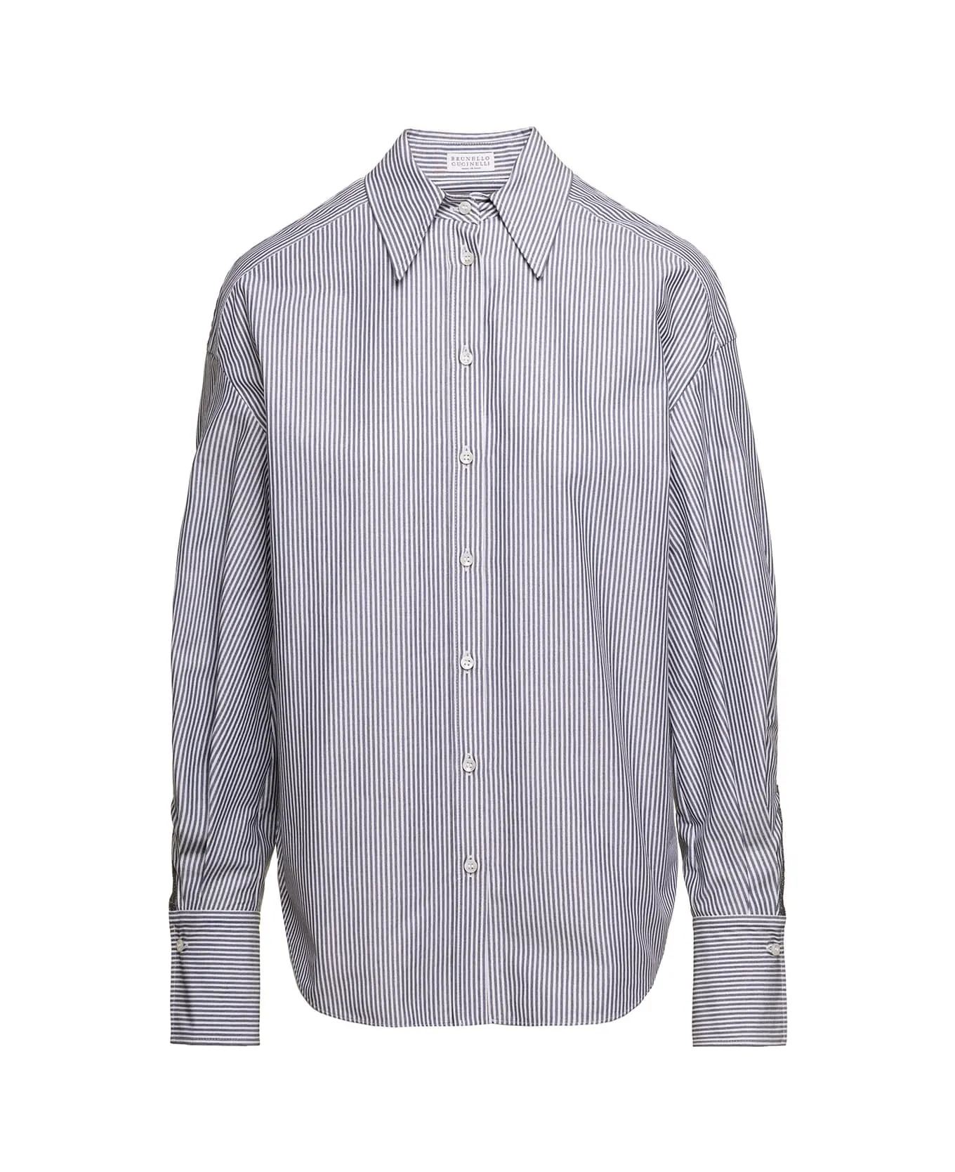 BRUNELLO CUCINELLI WOMEN'S WHITE BLUE STRIPED BUTTON-UP SHIRT sold by Lord & Taylor product image thumbnail 3