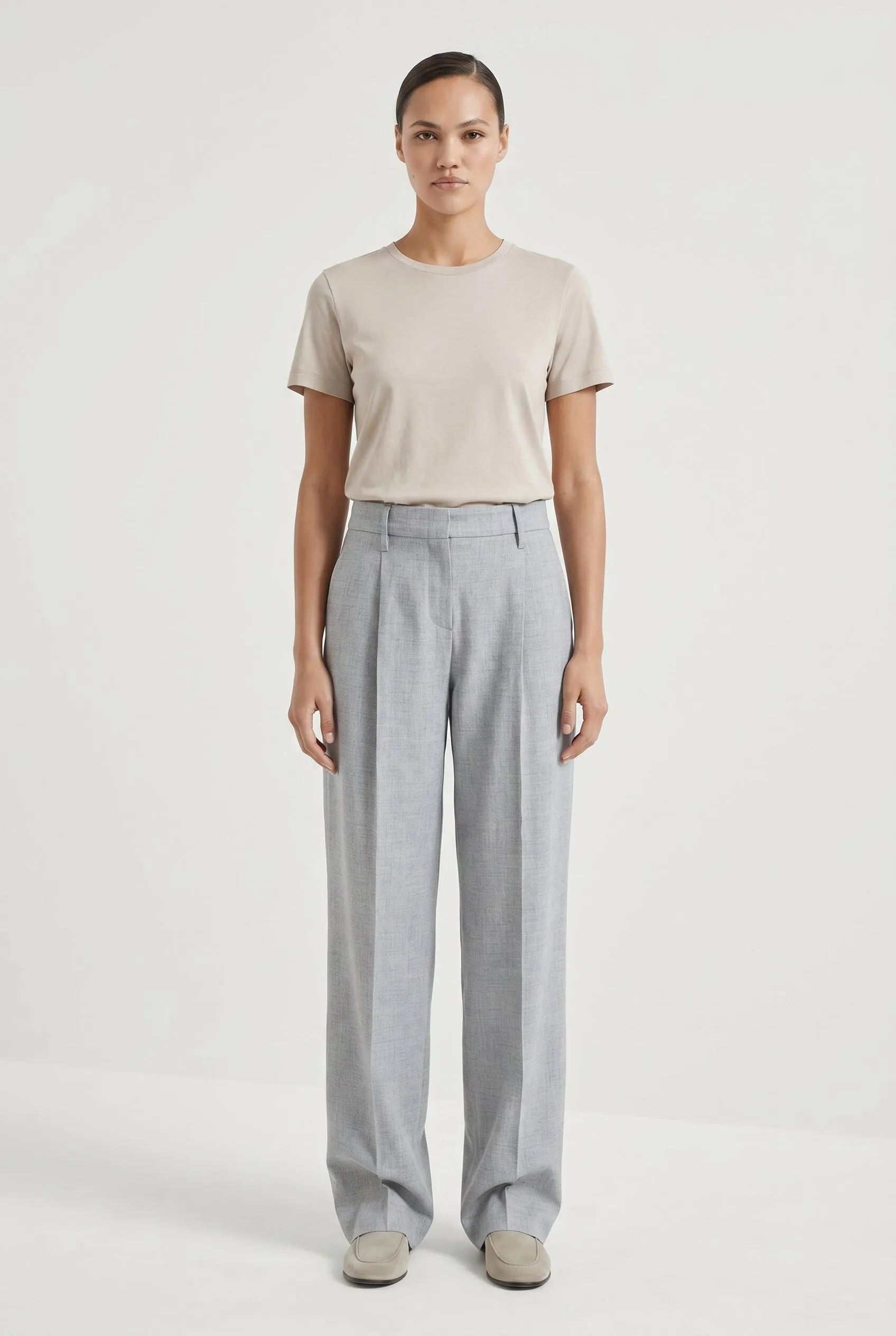 BRUNELLO CUCINELLI WOMEN'S LIGHT GREY LINEN WOOL TROUSERS sold by Lord & Taylor
