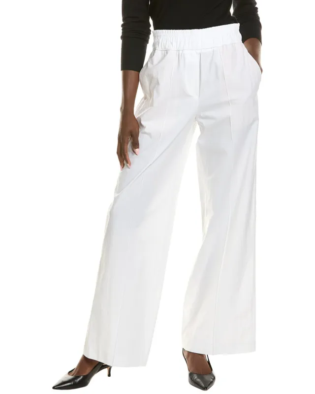 BRUNELLO CUCINELLI WOMEN'S WHITE WIDE LEG TROUSERS made by Brunello Cucinelli
