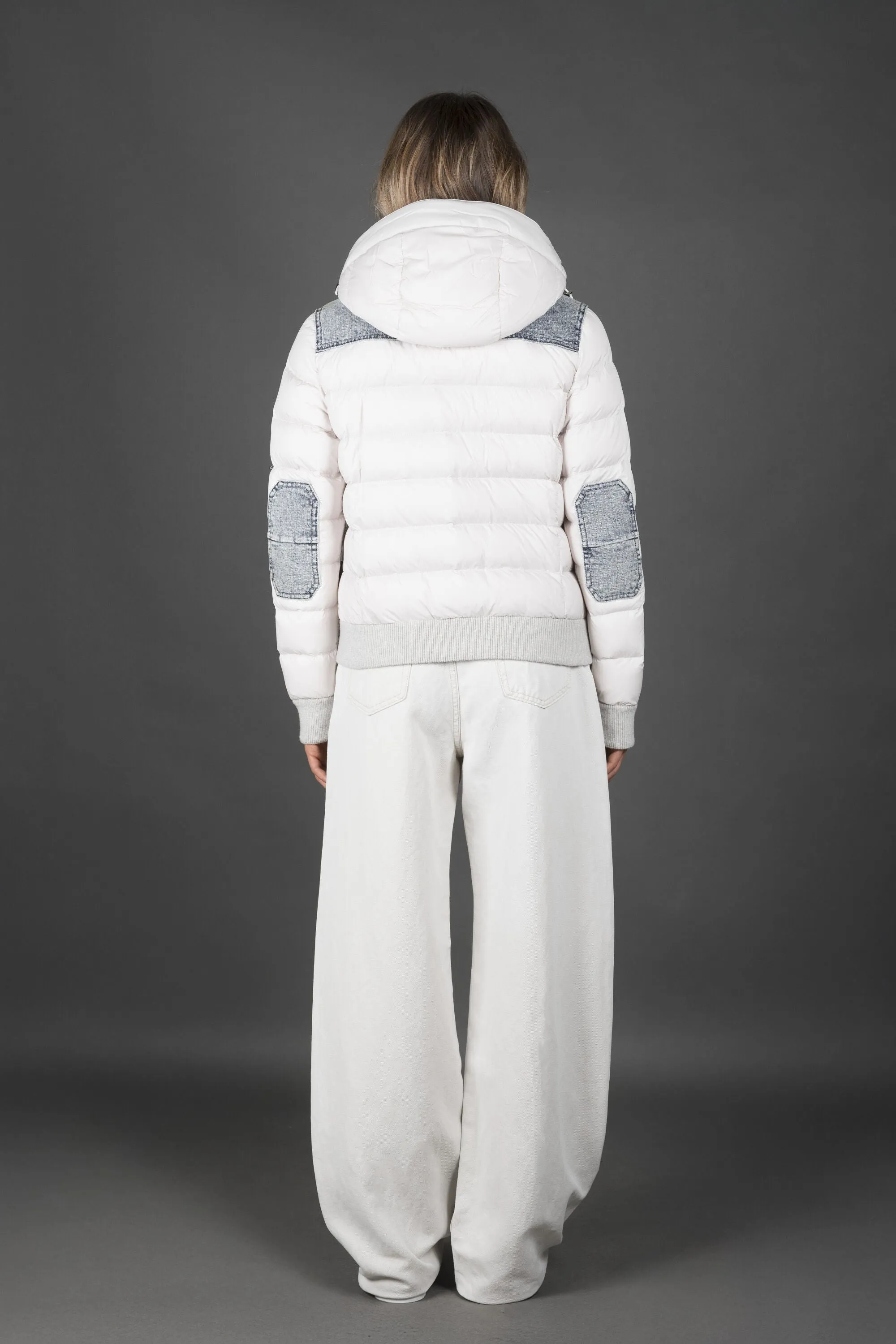 MOORER WOMEN'S WHITE PUFFER JACKET WITH DENIM ACCENTS sold by Lord & Taylor product image thumbnail 3