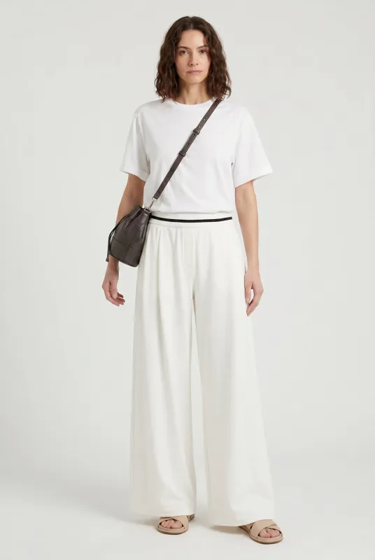 BRUNELLO CUCINELLI WOMEN'S OFF WHITE WIDE LEG TROUSERS made by Brunello Cucinelli