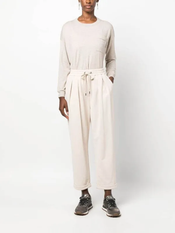 BRUNELLO CUCINELLI WOMEN'S IVORY PLEATED COTTON TROUSERS sold by Lord & Taylor product image thumbnail 2