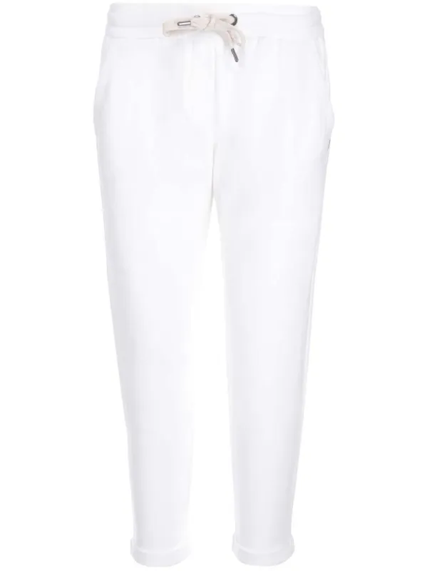 BRUNELLO CUCINELLI WOMEN'S WHITE TAILORED COTTON TROUSERS made by Brunello Cucinelli